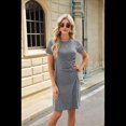 thumbnail image 7 of Round Neck Short Sleeve Dress Gray XL, 7 of 7