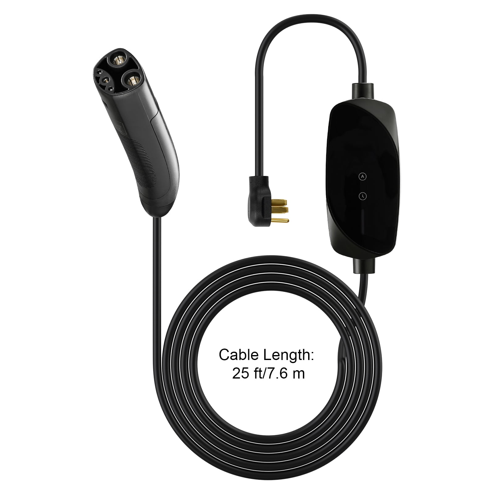 KFFKFF Level 2 EV Charger, 32 Amp Adjustable Current, 240V Portable Electric Vehicle Charger with 25 ft Cable, NEMA 14-50 Plug, LCD Screen, NACS Connector, Compatible with Tesla Models Y/X/3/S
