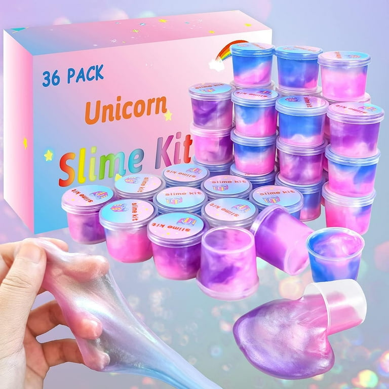 36 Packs Unicorn Slime Kit, Unicorn Party Favors for Kids, Pretty Stretchy  & Non-Sticky Galaxy Slime Pack, Slime Party Favors for Girls & Boys Goodie