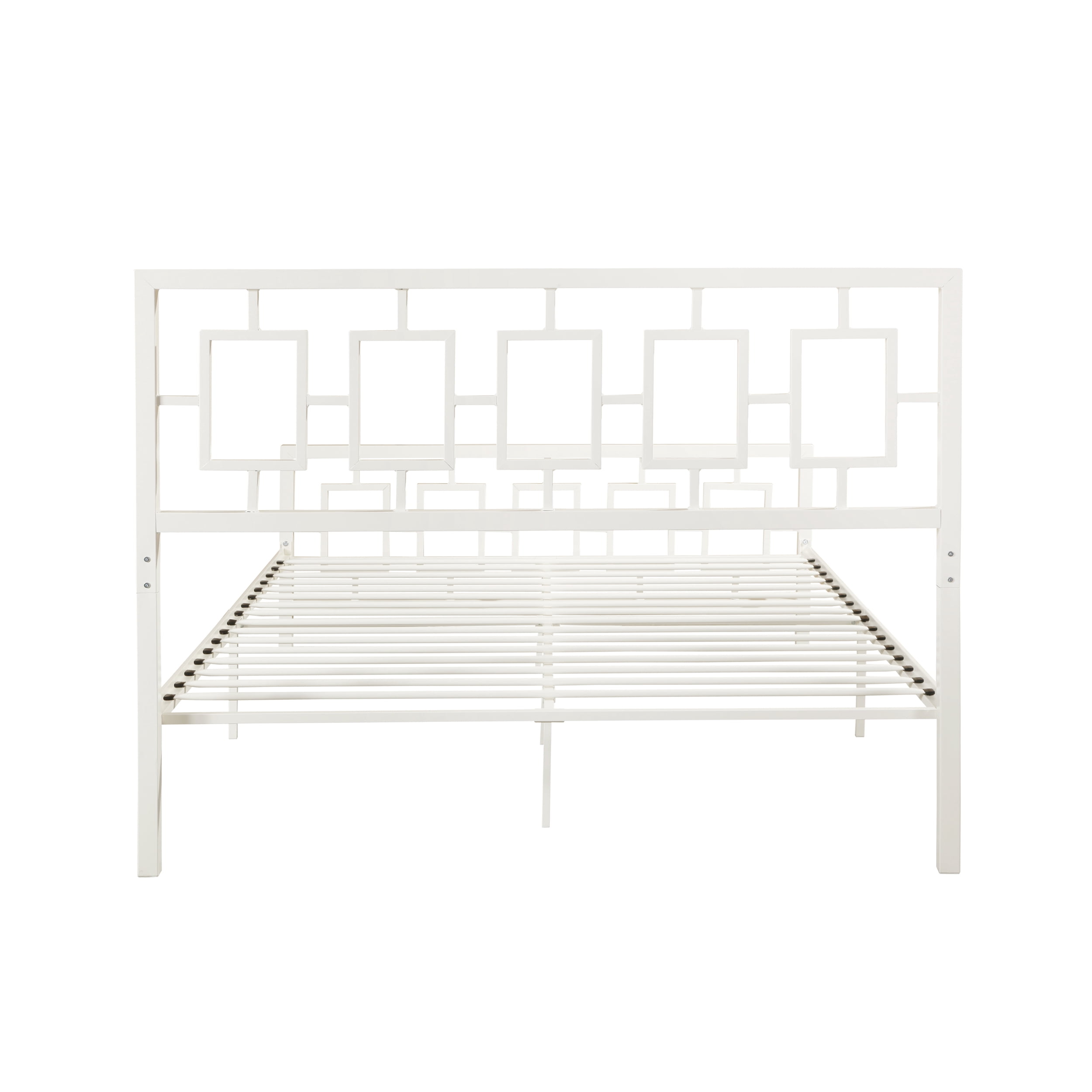 Noble House Krystin Modern Queen-Size Iron Bed Frame, White