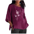 thumbnail image 2 of Blouses pour Femmes Été Aguichant Imprimé Régulier Bouton Col Rond Manches Courtes Haut Manches Courtes pour Femmes Blouses Grande Taille pour Femmes en Liquidation, 2 of 5