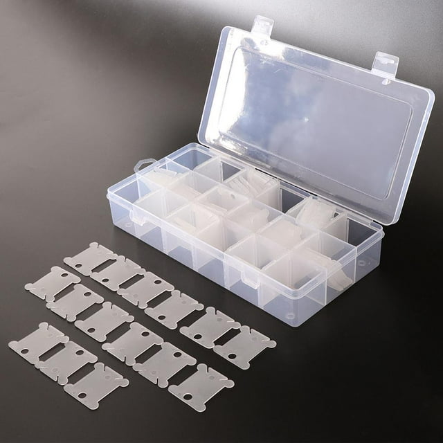 Caja de almacenamiento para organizador de con 18 compartimentos + 120 piezas de carrete de plástico Hugo Caja organizadora de hilo de bordar