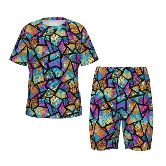Balery Colored Glass1 Conjunto de Pijama Infantil de Manga Corta con Estampado – Ropa de Dormir de Algodón Suave-Medium