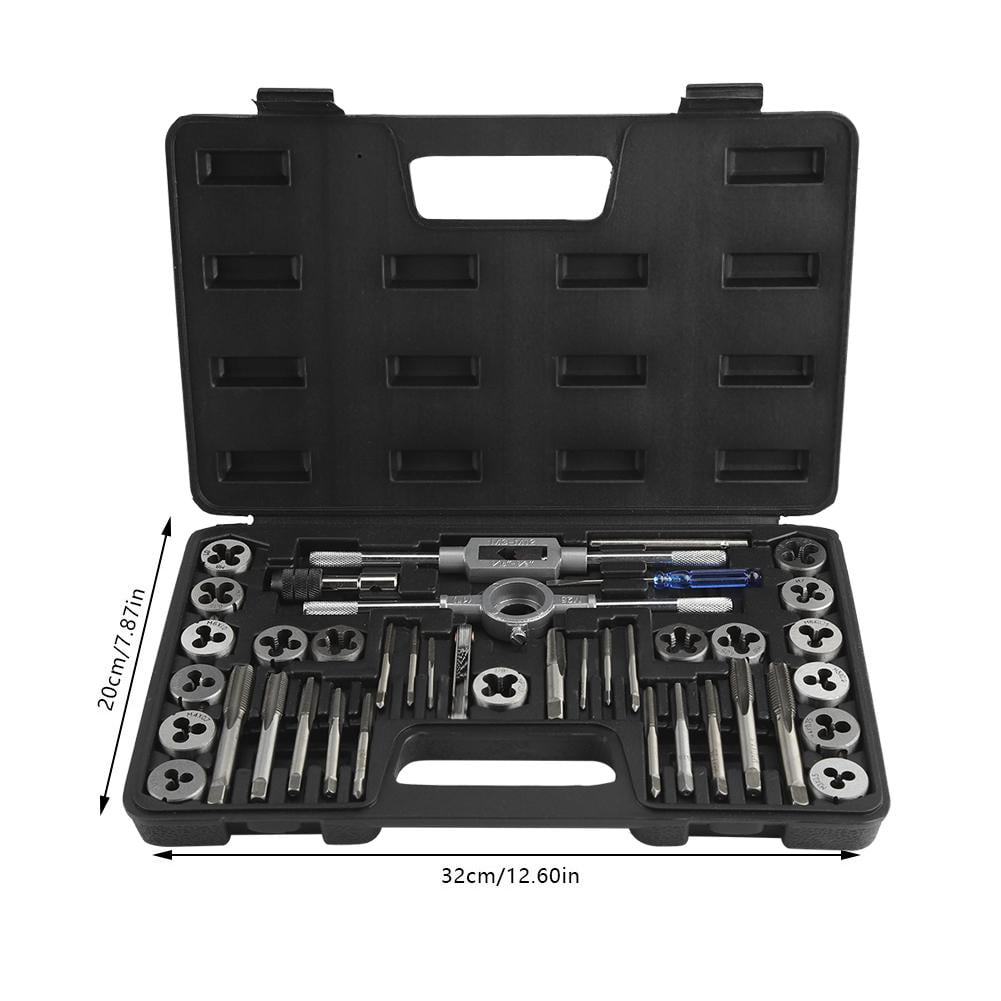 Zyyini Tapping Tool, Tap Wrench,40Pcs M3- Screw Nut Tap and Die Set with Wrenches and Thread Gauge Heavy Duty Hand Tools