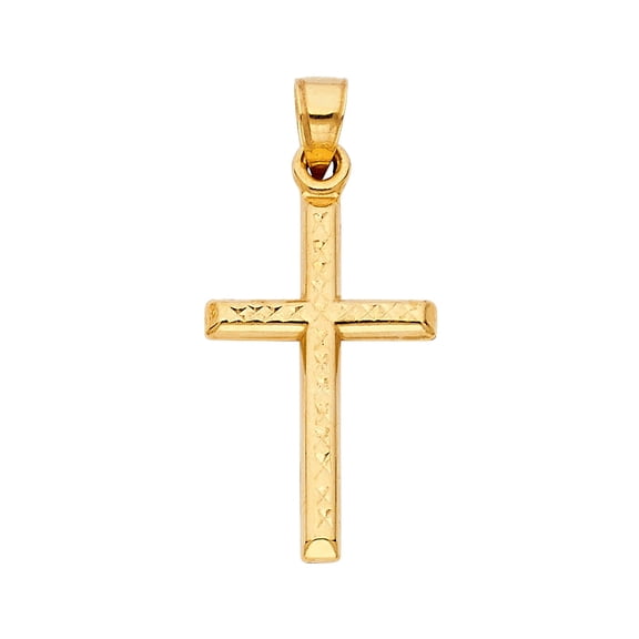 14KY Religious Cross Pendant | Yellow Gold Charm Pendant for Necklace Chain | Jewelry Gift for Men Women | 25 x 16 MM | 0.7 grams