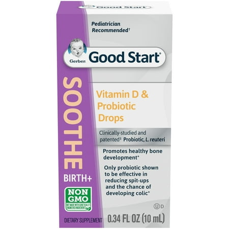 Gerber Good Start Soothe Baby Probiotic Drops with Vitamin D, 0.34 fl oz Bottle (4 Pack)