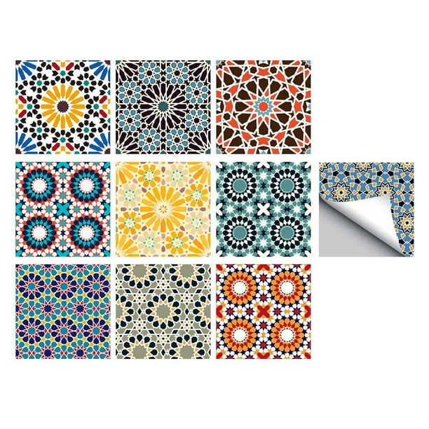 10 Piezas Varios Patrones Calcomanías de Pared Calcomanías de Salpicaduras de Cocina Calcomanías para Mejorar 6x6 Pu