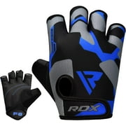 RDX Fingerless Weight Lifting Gloves Gym Workout Gloves for Men Bodybuilding Breathable Powerlifting Wrist Support Padded Palm Training Exercise, Blue, 2XL