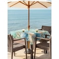 thumbnail image 2 of Teal Beach Coastal Outdoor Tablecloth - 60x60 Inch Square Dining Table Cover, Summer Nautical Coral Shell Botanical Waterproof Outdoor Table Cloth with Umbrella Hole & Zipper for Picnic/Patio/Party, 2 of 7