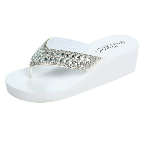 Summer Slippers Fashion Rhinestones Wedges Flip Flops Women's Casual