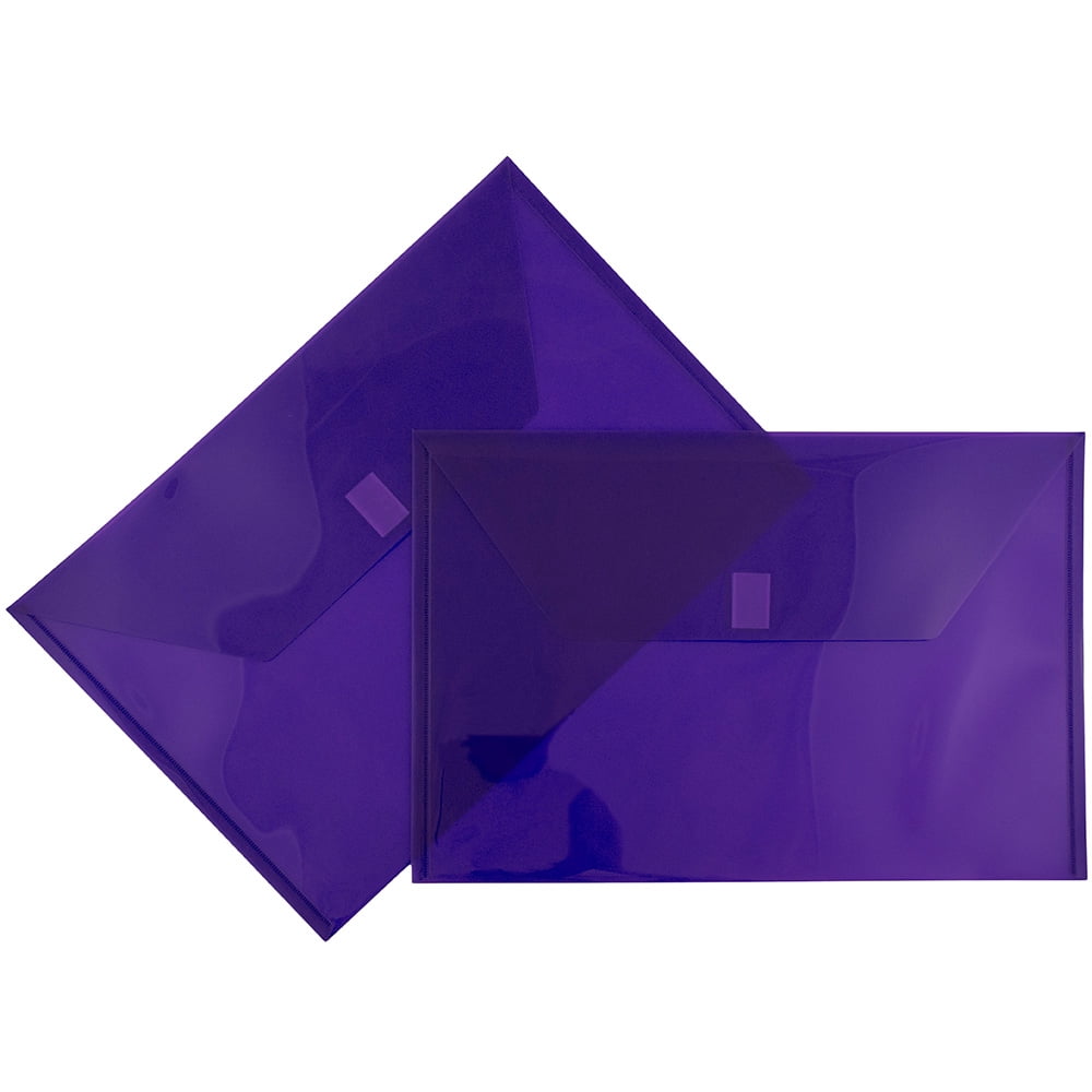 JAM Paper Plastic Envelopes with Hook & Loop Closure, Legal Booklet, 9 3/4 x 14 1/2, Purple, 3/Pack
