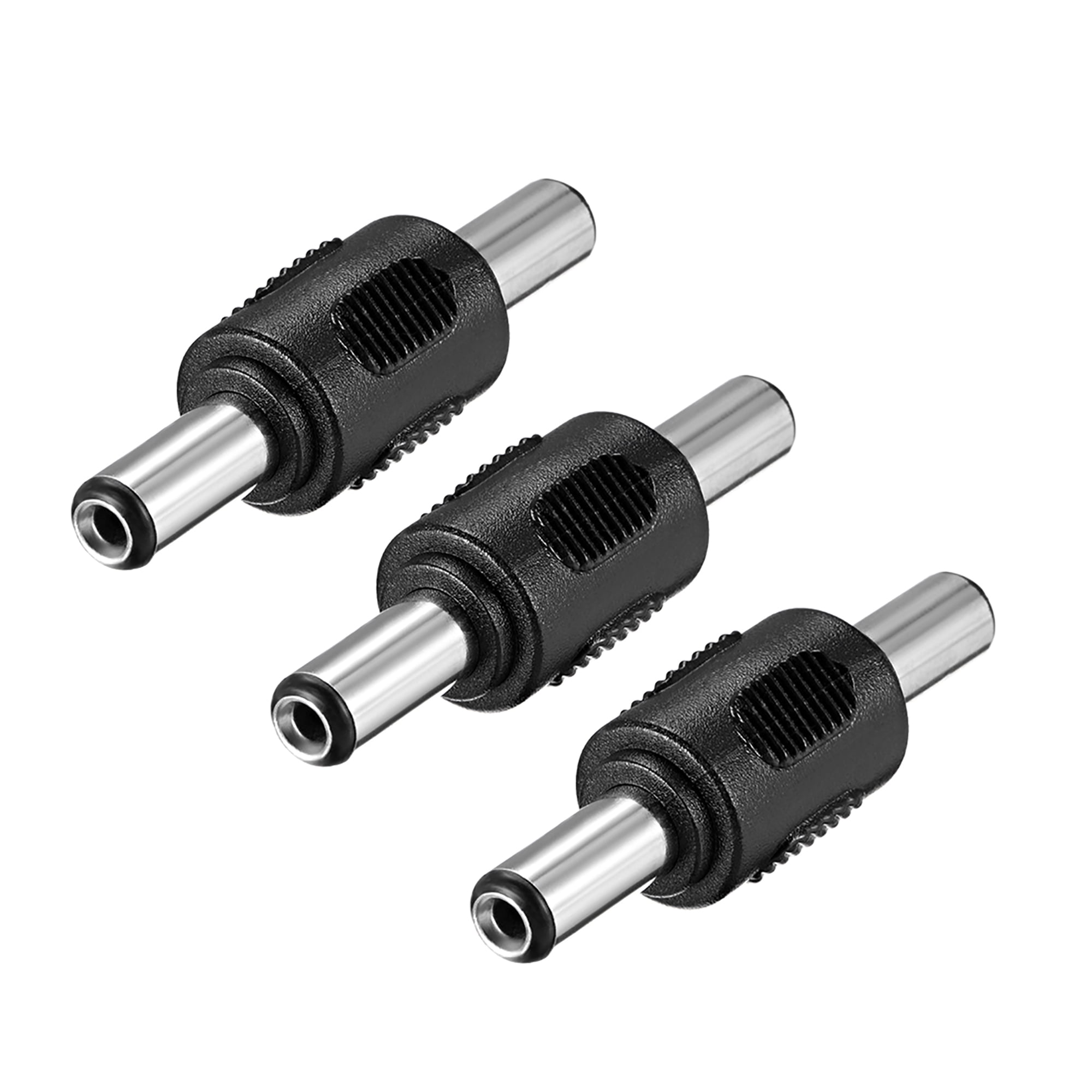 DC Male to Male Connector 5.5mm x 2.5mm Cable Jack Adapter Black 3Pcs