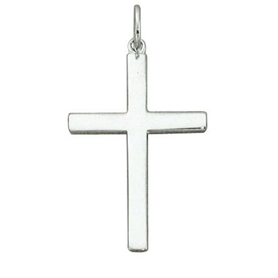 Sterling Silver 30" 1.2mm Box Chain Flat Simple Christian Cross Pendant Necklace