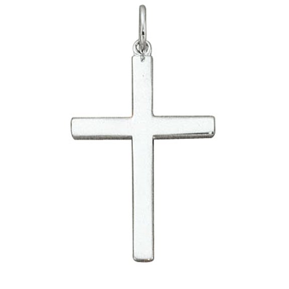 Sterling Silver 18" 1.2mm Box Chain Flat Simple Christian Cross Pendant Necklace