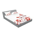 thumbnail image 2 of Ambesonne Flower Fitted Sheet & Pillow Sham Set, Floral Petal Ornaments, Queen, Red White, 2 of 2
