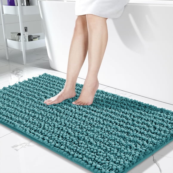 Alfombra de baño Yimobra, larga, felpilla, color aguamarina, 140 x 60 cm