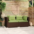 thumbnail image 1 of vidaXL 2-Seater Sofa with Cushions Brown Poly Rattan, 1 of 5
