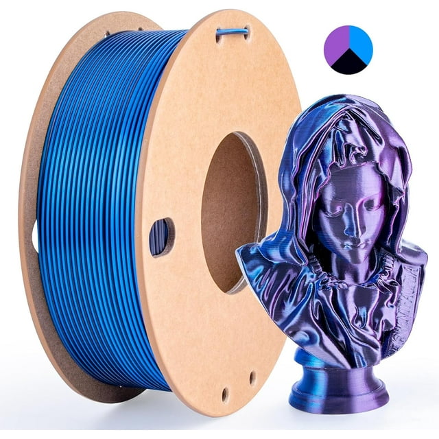 Multicolor 3D Printer Filament,Dual/Tri Color 1.75mm PLA Silk Shiny Printing Filament,250g(0.55lbs) Fit Most FDM 3D Printer