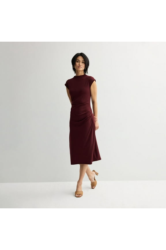 Women's Nine West Mock Neck Knit Dress Color: Maddie Plum Size: XX LARGE