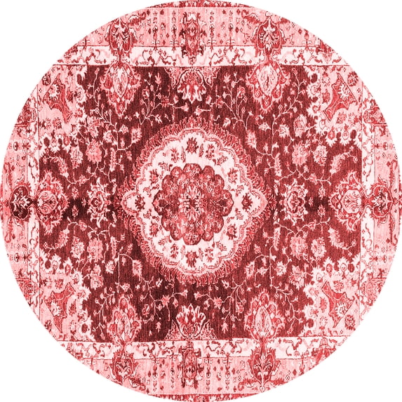 Ahgly Company Indoor Round Abstract Red Modern Area Rugs, 5' Round