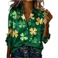 thumbnail image 3 of TaTaai Women Fashion St. Patrick's Day Long Sleeve Shirt Ladies Printed Round Neck Casual Blouse Lightweight Soft Polyester Top for Daily Party Work Vacation All Seasons Wear Gift, 3 of 5