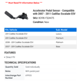 thumbnail image 2 of Accelerator Pedal Sensor - Compatible with 2007 - 2011 Cadillac Escalade ESV 2008 2009 2010, 2 of 2
