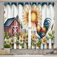 thumbnail image 6 of Ambesonne Farmhouse Valance & Curtain 3 Pcs Set, Tartan Rooster and Barn, 55"x24", Slate Blue Orange Green, 6 of 7