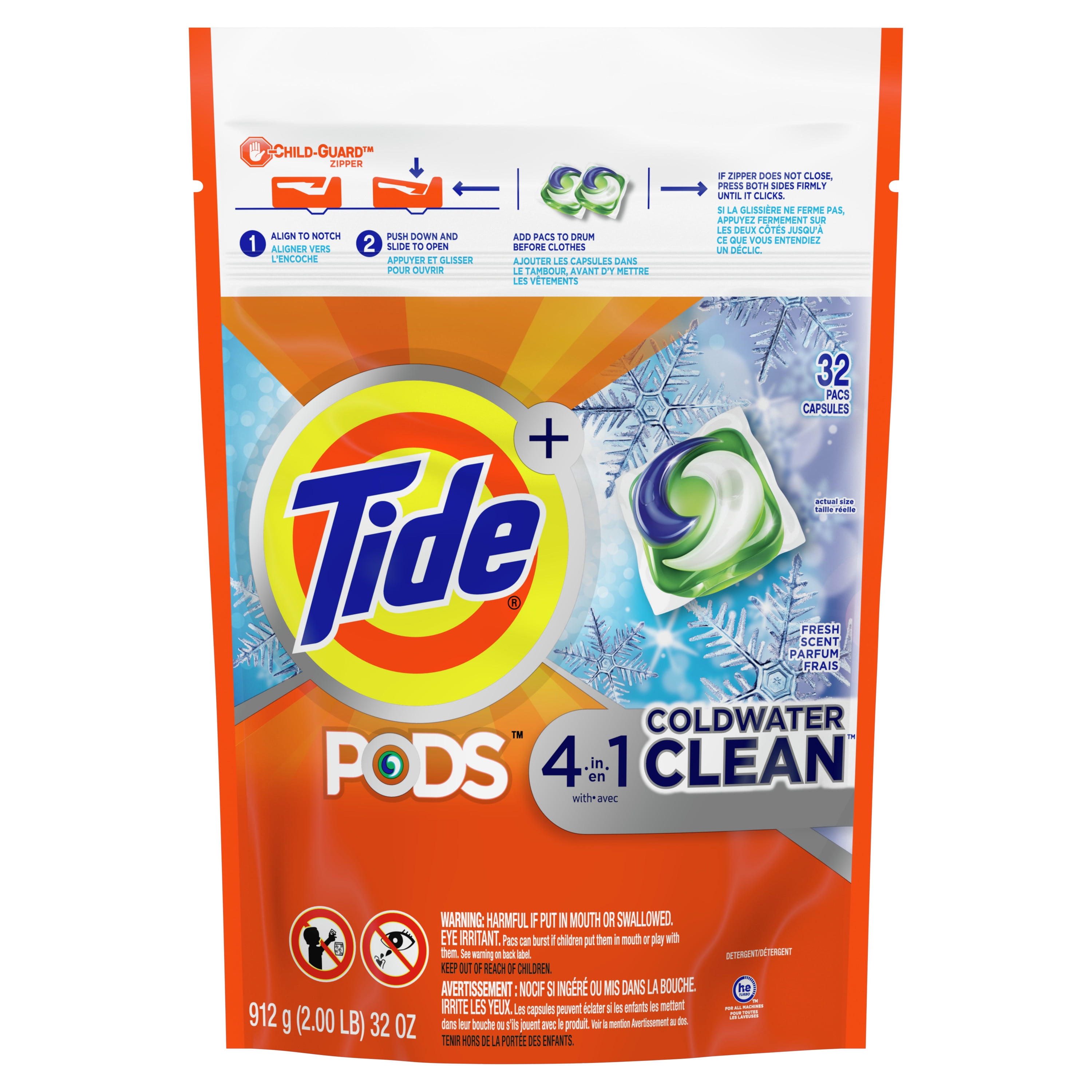 Tide Pods Coldwater Clean 32 Ct, Laundry Detergent Pacs