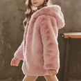 thumbnail image 3 of iEFiEL Kids Girls Thicken Faux Fur Coat Long Sleeve Hooded Winter Jacket Outerwear, 3 of 5