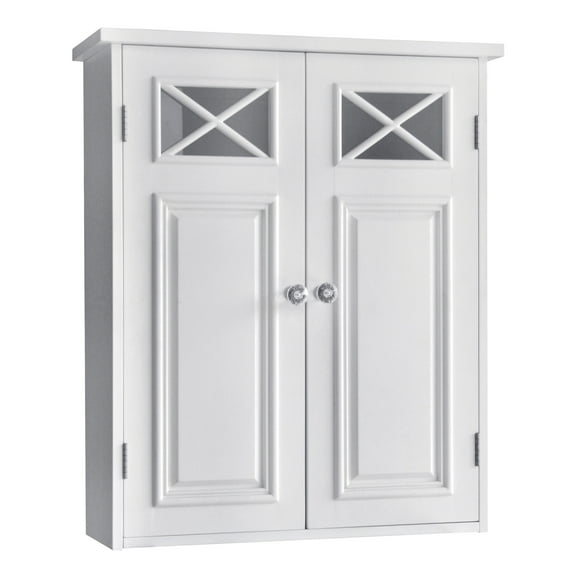 Teamson Home Dawson Removable Wooden Wall Cabinet with Cross Molding and 2 Doors, White