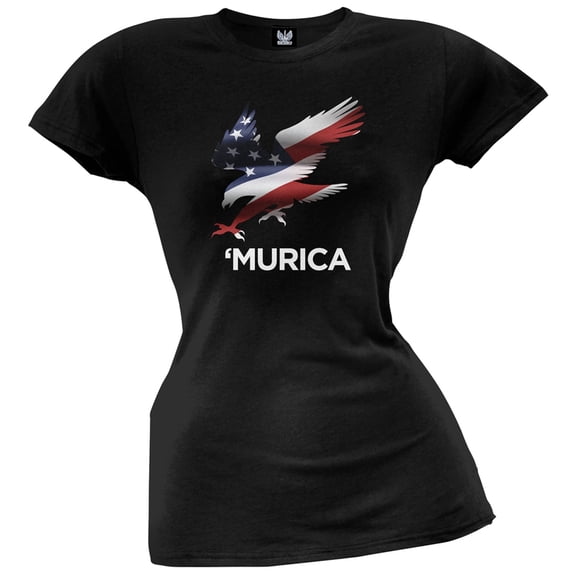 Murica Eagle Black Juniors T-Shirt - 2X-Large