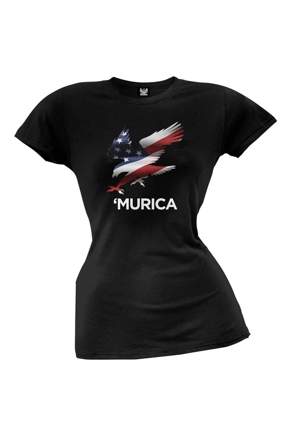 Murica Eagle Black Juniors T-Shirt - 2X-Large