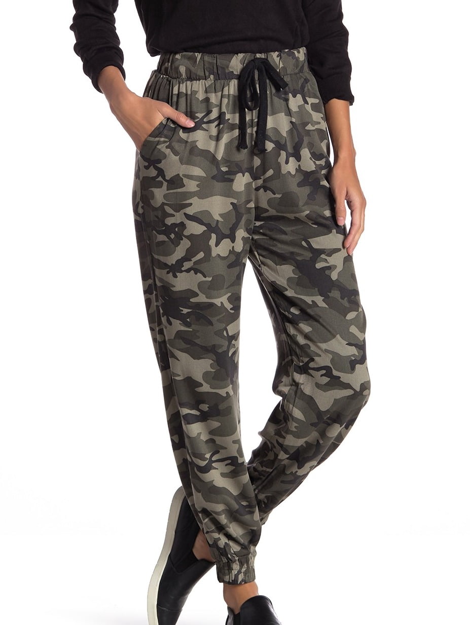 Womens Drawstring Jogger Camo Pants XS 