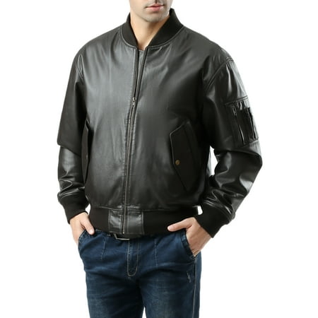 Landing Leathers Men's MA-1 Leather Flight Bomber Jacket (Regular & Tall sizes)