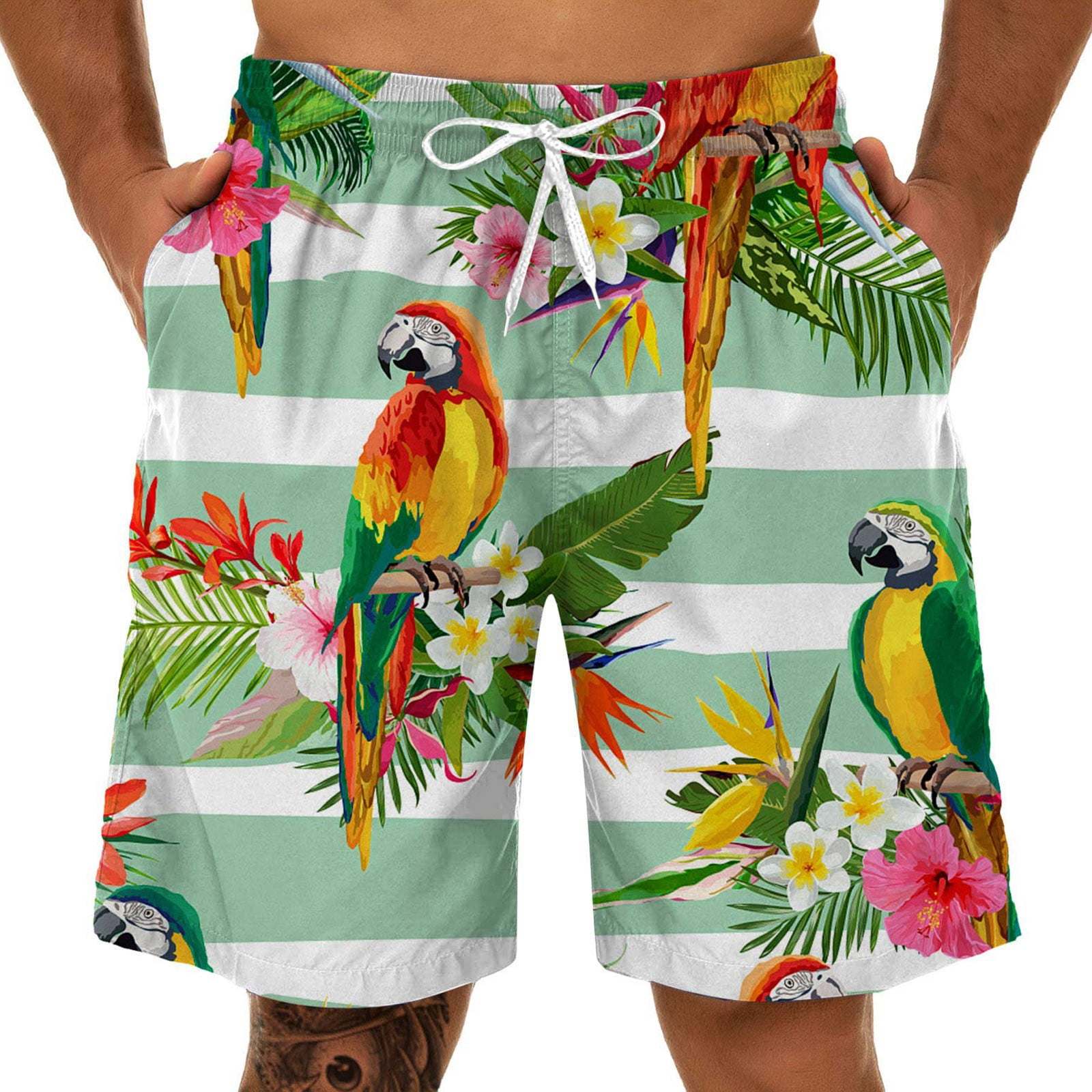 Men's Funny Parrot Print Swim Trunks Gift for Brother Boyfriend Swim