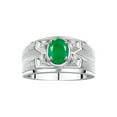 thumbnail image 1 of RYLOS Men's Rings Sterling Silver Rings Classic Designer Style 8X6MM Oval Gemstone &  Diamond Ring Emerald May Birthstone Rings For Men  Size 10, 1 of 7