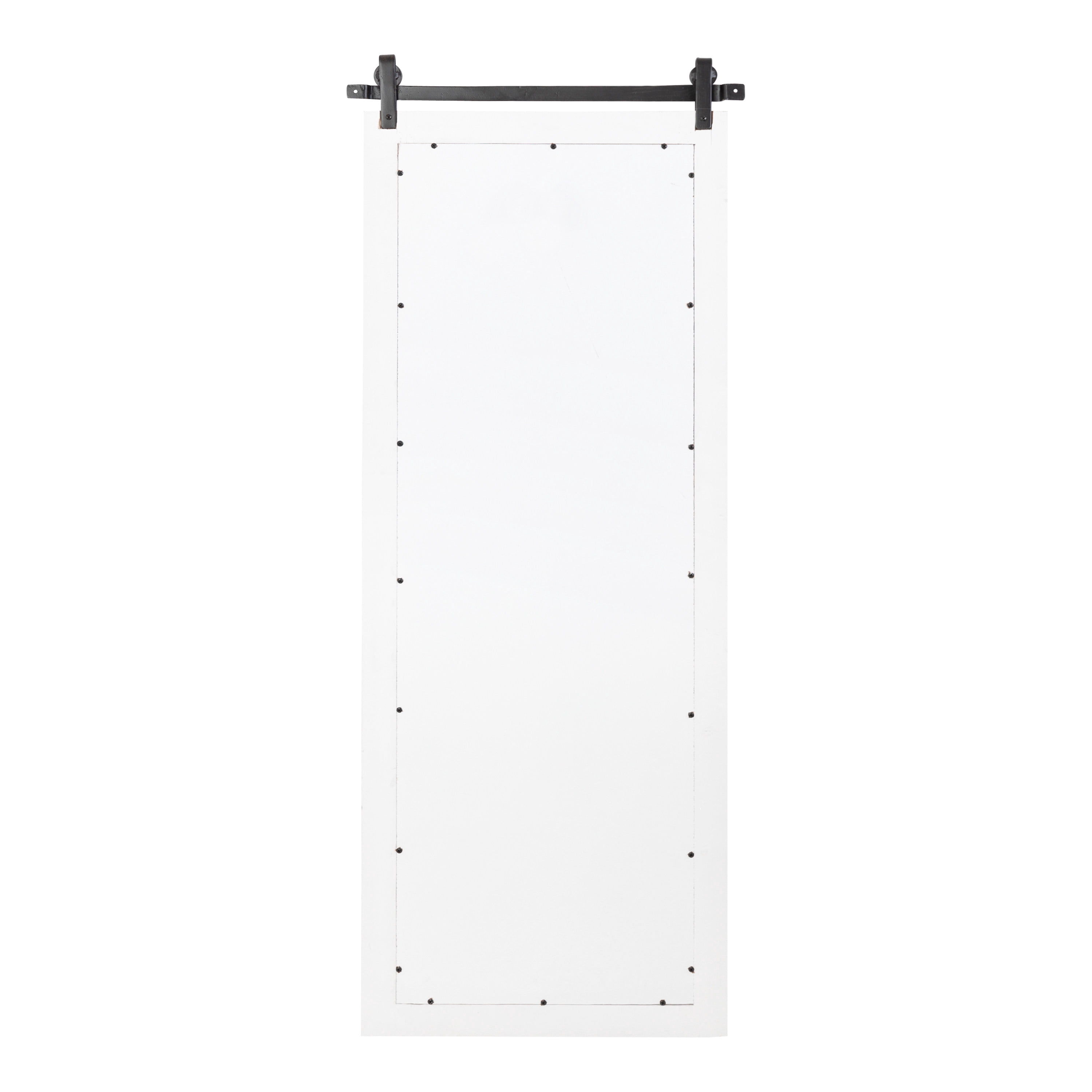 Kate and Laurel Cates Farmhouse Wood Framed Full Length Panel Mirror, 18 x 50, White, Barn Door-Inspired Rustic Mirrors for Wall