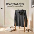 thumbnail image 4 of Men's Long Sleeve Hooded Ribbed Cuff Solid Tee/T-Shirt , Charcoal Gray L, 1 Pack, 4 of 6