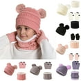 thumbnail image 2 of Deals 4-10 Years Kids Winter Hat Warm Knit Thick Cap with Scarf Gloves Set for Girls Boys Deals, 2 of 2