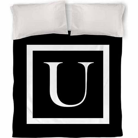 IDG Classic Block Monogram Duvet Cover, Black