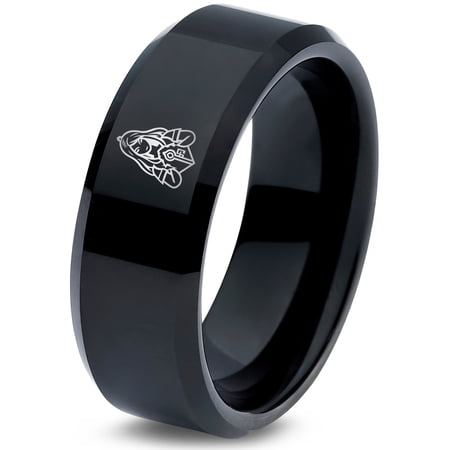 Tungsten Mens Jewelry Gamer Black Wedding Band Friendship Gifts 100th Birthday Gift Inital Ring