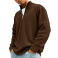 thumbnail image 7 of Huankd 2026 New Men's Quarter Zip Pullover, Textured Knit Sweater, Casual Slim Fit Long Sleeve Winter Sweatshirt Brown 4XL, 7 of 7
