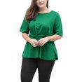 thumbnail image 4 of GRACE & GRANDEUR Haut Péplum Uni à Nœud Torsadé à l'Avant pour Femme Grande Taille Vert 4X, 4 of 5