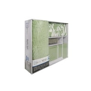 Mainstays 17-Piece Floral Polyester/Ceramic Shower Curtain & Bathroom Accessory Set, Green & White