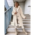 thumbnail image 5 of Women'S Casual Long-Sleeved Lapel Button Coat Autumn and Winter Plush Coat Long Coat Apricot S, 5 of 9