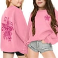 thumbnail image 2 of PMVFHDE Chandails Graphiques pour Filles Mode Décontractée Imprimé Chandail à Capuchon à Manches Longues Haut Rose,110, 2 of 7