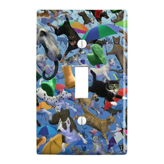 Raining Cats and Dogs Plastic Wall Decor Toggle Light Switch Plate Cover