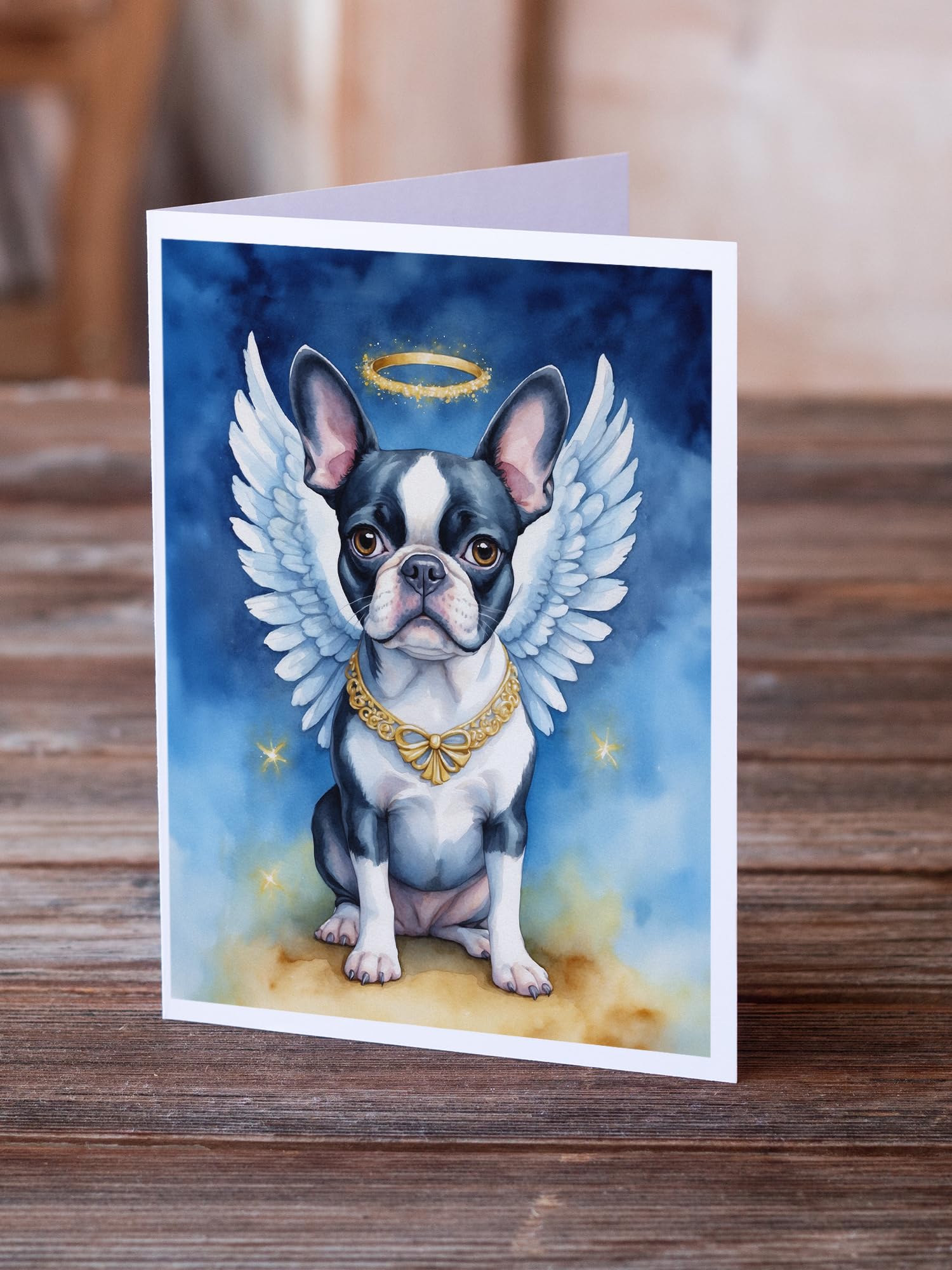 Boston Terrier My Angel Greeting Cards Pack of 8 7 in x 5 in