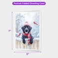 thumbnail image 5 of Playful Labrador Retriever Welcomes Winter Snowy Day with Cardinal Bird 5x7in Folded Greeting Card Lab Dog Lover Gifts Single Note Card with Envelope - 2017, 5 of 5