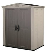 Keter Factor 6 x 3 ft. Durable Resin Outdoor Storage Shed With Heavy Duty Floor and Locking Door, Beige and Taupe